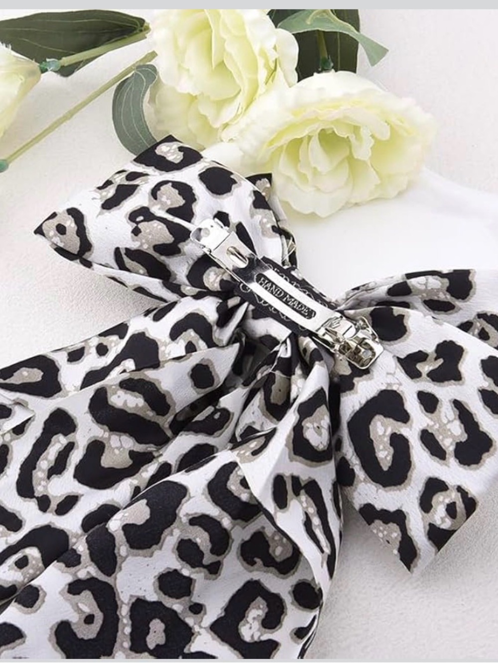 Large Silk Leopard Print Bow - Choose 1 - Picture 6 of 10